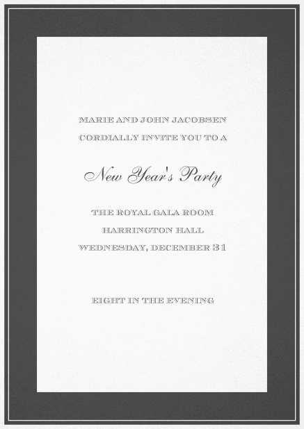 Invitation card with thick frame. Grey.