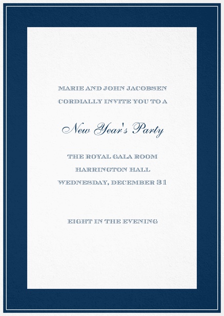 Invitation card with thick frame. Navy.
