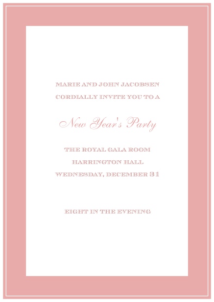 Invitation card with black thick frame. Pink.