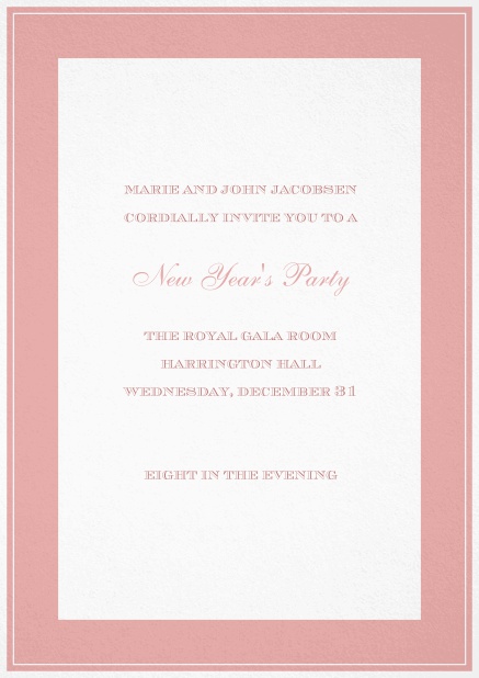 Invitation card with thick frame. Pink.