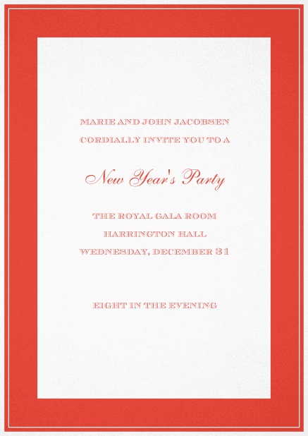 Invitation card with thick frame. Red.