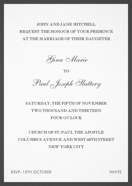 Southampton Days - Black - Classic invitation cards Invitation card with frame. Black.