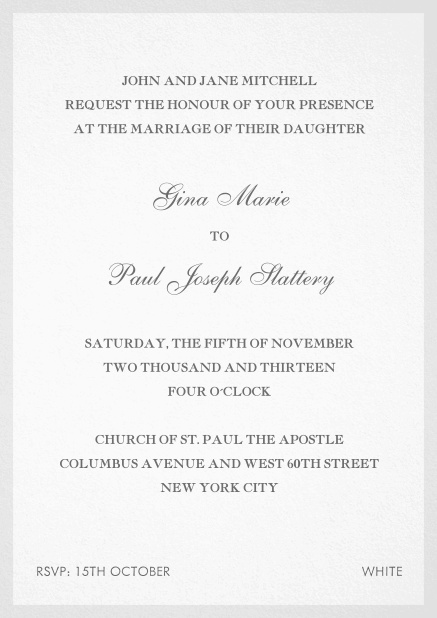 Southampton Days - Grey - Classic invitation cards Invitation card with frame. Grey.