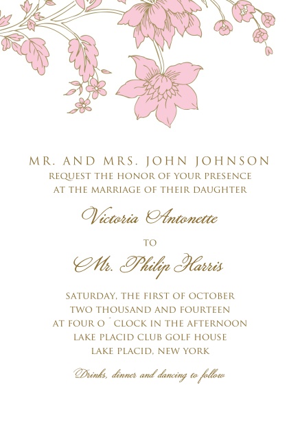 Online Invitation card für Weddings, Birthdays etc design with pink flowers