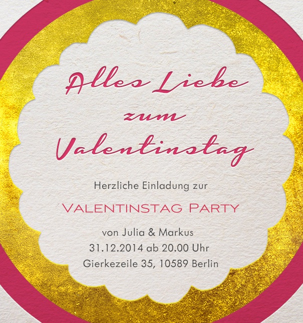 Online Einladungskarte zum Valentinstag.