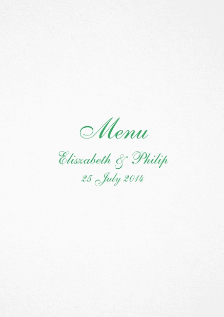 Menu card with green editable text. Green.