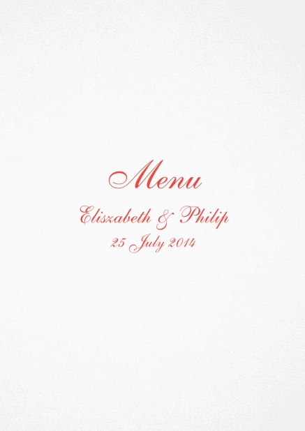 Menu card with green editable text. Red.