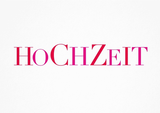 Hochzeitskarte mit dem rosafarbenen Wort "Hochzeit".