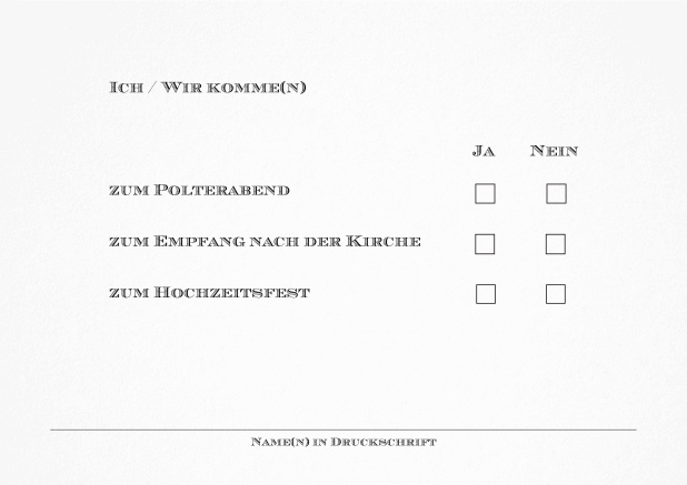 Passende Antwortkarte für Design Tag in Heidelberg Schwarz.