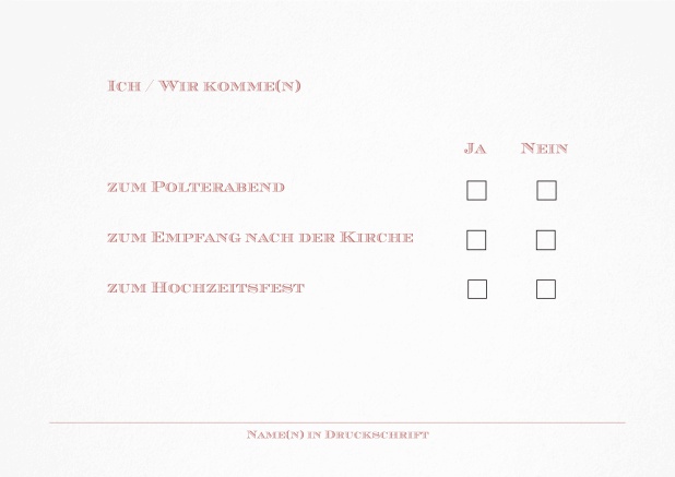 Passende Antwortkarte für Design Tag in Heidelberg Rosa.