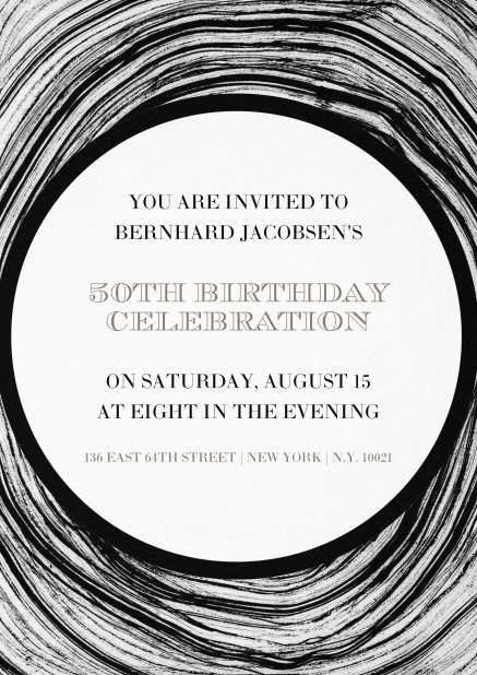 Invitation in circles for 50th birthday.