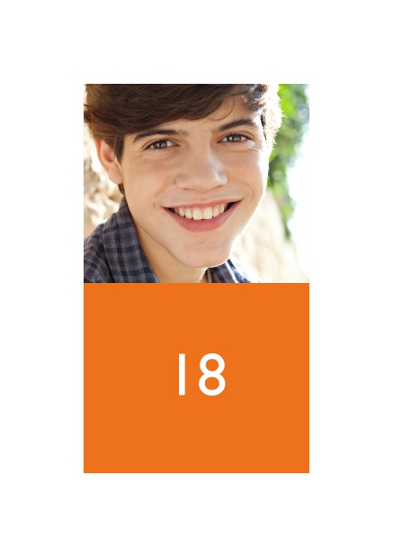 Online Fotoeinladung zum 18. Geburtstag mit editierbarem Textfeld in verschiedenen Farben. Orange.