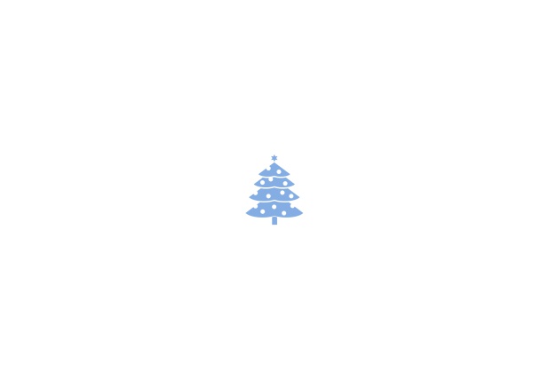 Online invitation card to a Christmas party with a small Christmas tree with Christmas decoration. Blue.
