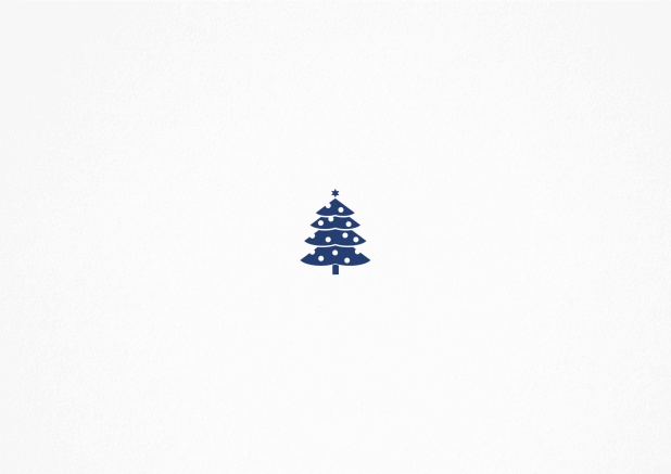 Christmas invitation card with tiny Christmas tree and Christmas decoration for Christmas parties. Navy.