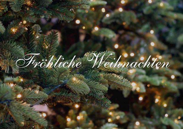 Weihnachtskarte mit vorne einem Foto und Frohe Weihnachten Text und mehreren Foto- und Textoptionen auf den weiteren Seiten.