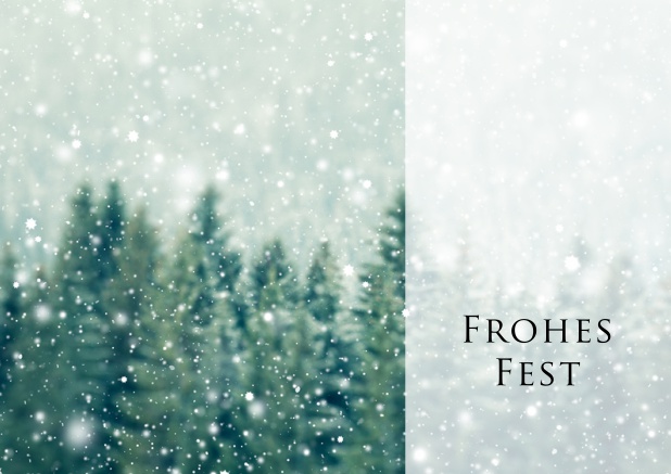 Online Weihnachtskarte mit Foto und transparenter Fläche auf der rechten Seite für Text. 2. Karte mit Farbvariationen. Blau.