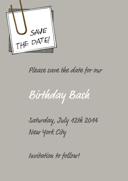 Post it - Wedding Save the Dates Online Wedding Save the date with pinned on note and editable text.