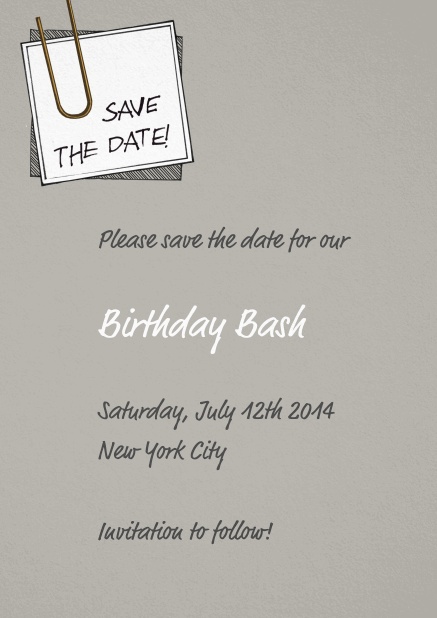 Post it - Wedding Save the Dates Wedding Save the date with pinned on note and editable text.