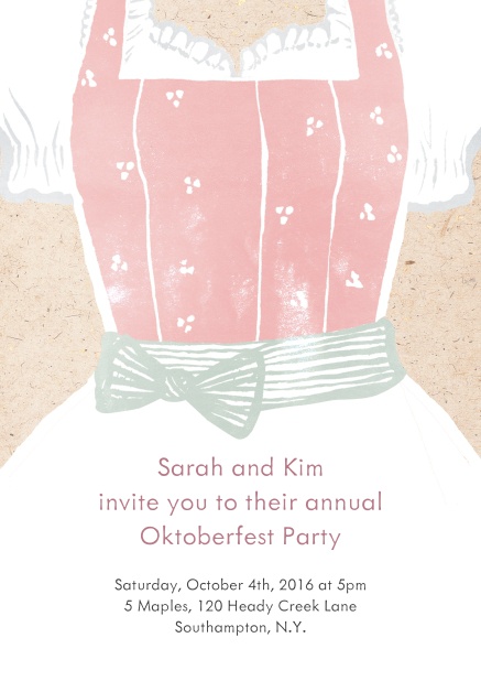 Online invitation card in Dirndl design for German themed celebrations