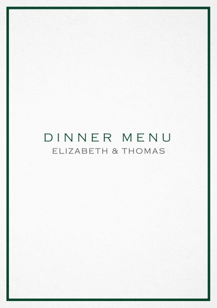 Menu card Eton with photo and classic single outer line. Green.