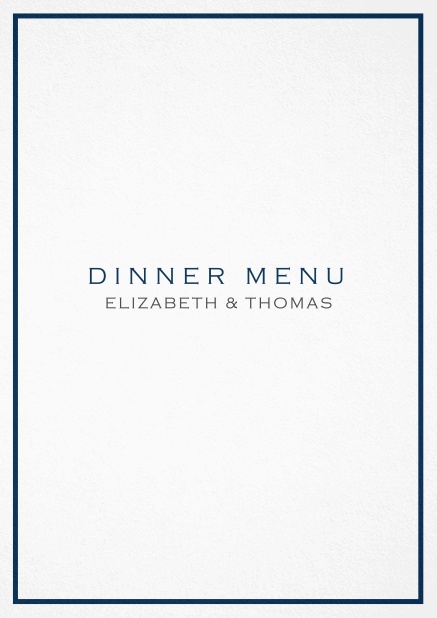 Menu card Eton with photo and classic single outer line. Navy.