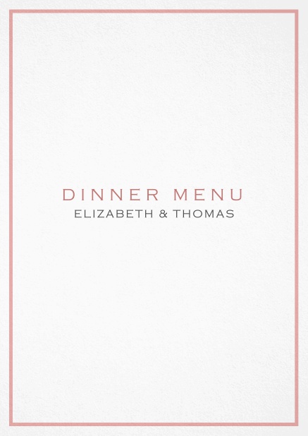 Menu card Eton with photo and classic single outer line. Pink.