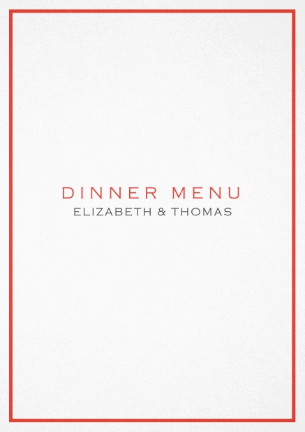 Menu card Eton with photo and classic single outer line. Red.
