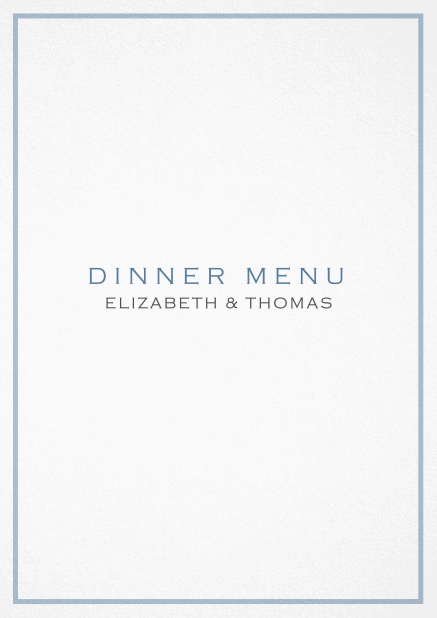 Menu card Eton with classic single outer line. Blue.