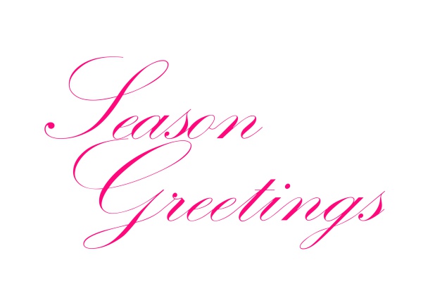 Online Season Greetings card with text in various colors. Pink.