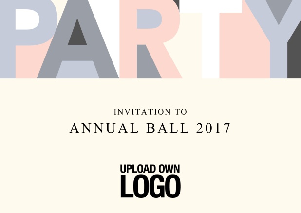 Online Pary celebration invitation card for cocktails, annual ball or anything else.