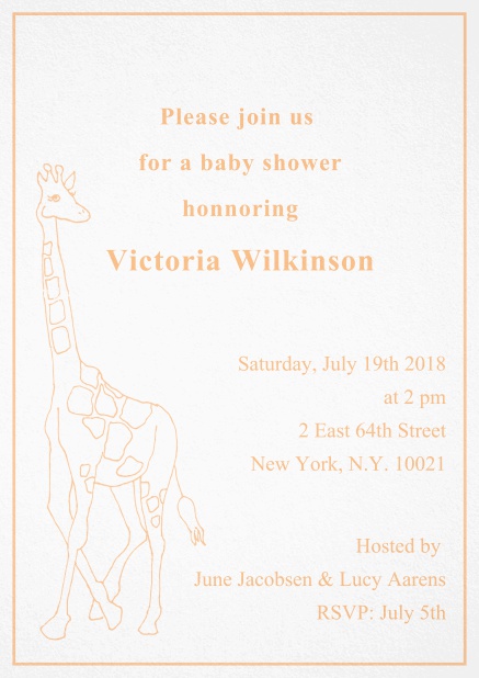 lovely Giraffe - Orange - Children's Birthdays Cute classic invitation card with illustrated giraffe and editable text. Orange.