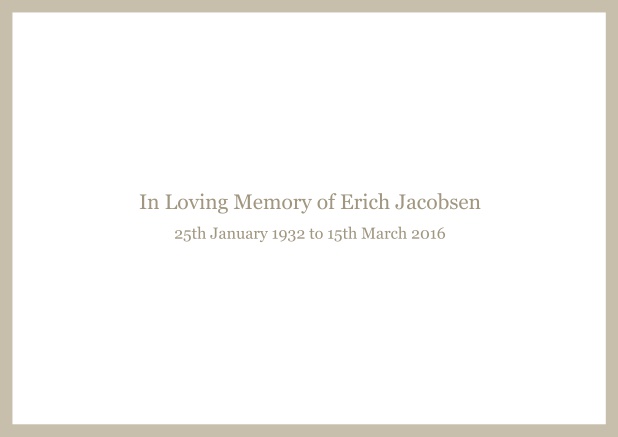 Online Classic Memorial invitation card with black frame and famous quote. Beige.