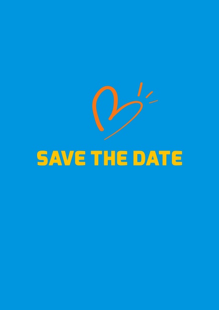 Online Save the date Karte mit witzigem Herz Blau.