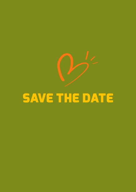 Online Save the date Karte mit witzigem Herz Grün.