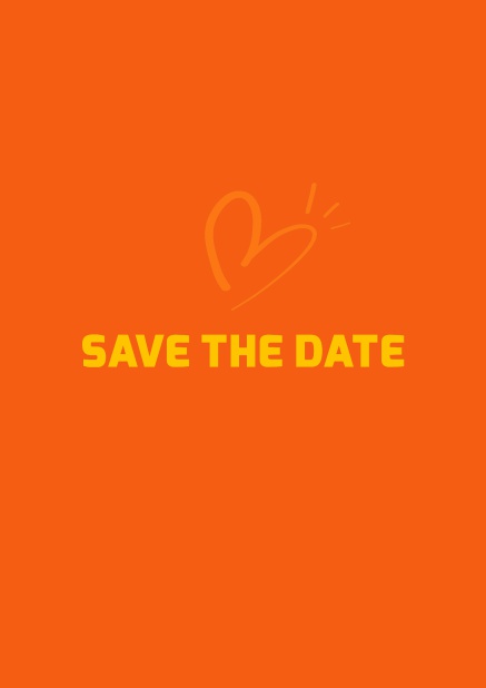 Online Save the date Karte mit witzigem Herz Orange.