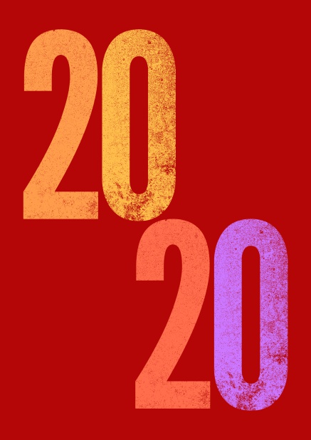 Online Einladungskarte mit farbiger 2020 für Silvesterfeier oder andere Anlässe Rot.