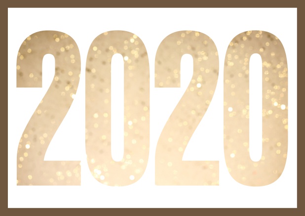 Online Einladungskarte mit ausgeschnittener 2020 für Silvester Einladungen mit eigenem Foto oder Image. Gold.