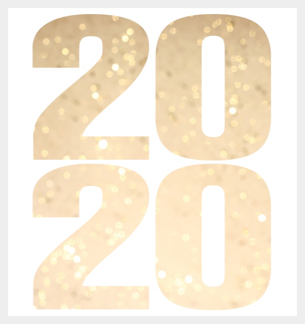 2020 Golden Glitter - Grey - year-cards Online invitation card for 2020 events with cut out 2020 for own photo. Grey.