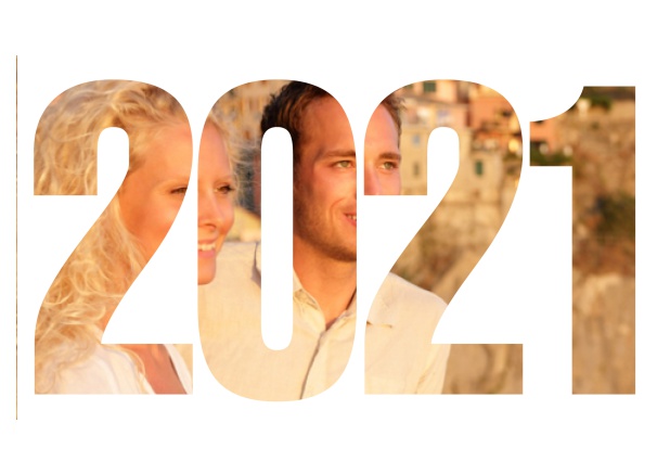 2021 photo year card - White - Wedding Save the Dates Online save the date card with cut out 2021 for your own photo White.