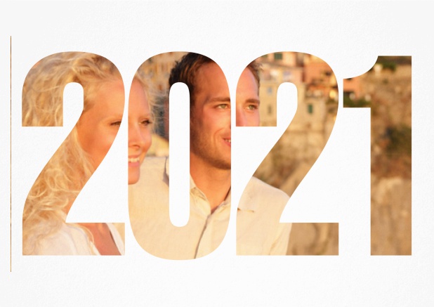 2021 photo year card - White - Wedding Save the Dates Save the date card with cut out 2021 for your own photo White.
