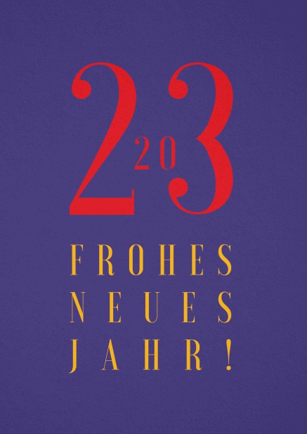 Neujahrswunschekarte mit 2023 Frohes Neue Jahr Text