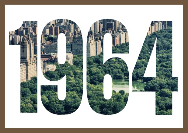 Online Einladungskarte mit ausgeschnittener 1964 für ein eigenes Image. Gold.