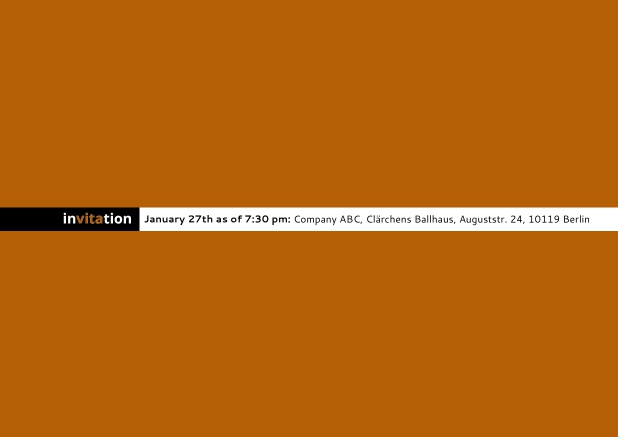 Minimalistic designed invitation card with semi-transparent invitation text. Orange.