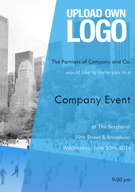 Frosted blue - Photo cards Online Corporate invitation design with blue transparency