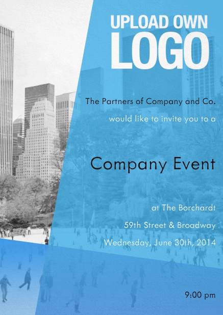 Frosted blue - Photo cards Corporate invitation design with blue transparency