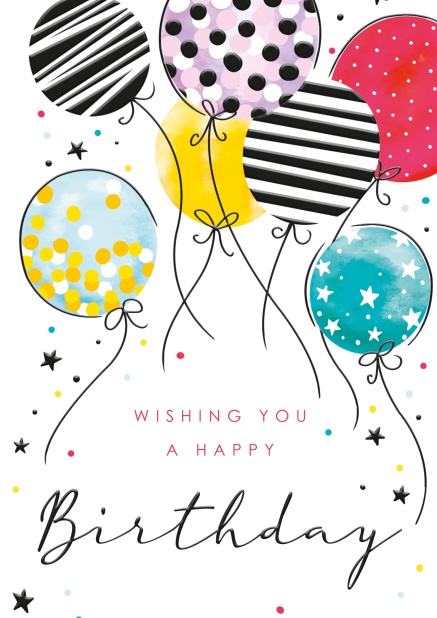 Online Grusskarte zum Geburtstag mit bunten ballons