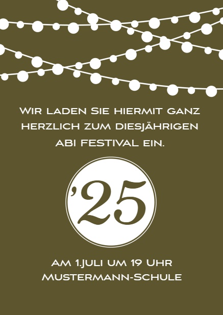 Online Einladungskarte zur Abschlussfeier für den Jahrgang 2025 Gold.