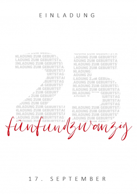 Online Einladungskarte zum 25. Geburtstag