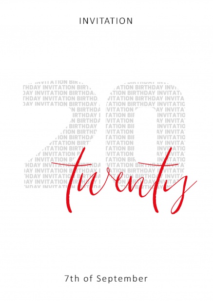 20 twenty - 20th Anniversary Online Invitation card with 20 twenty