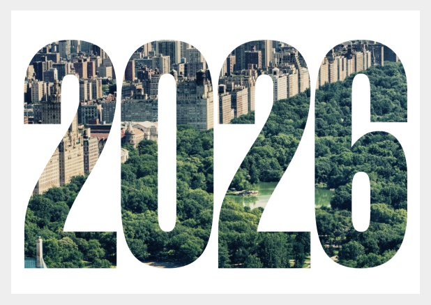 Landscape Online Invitation card with cut out 2026 Grey.